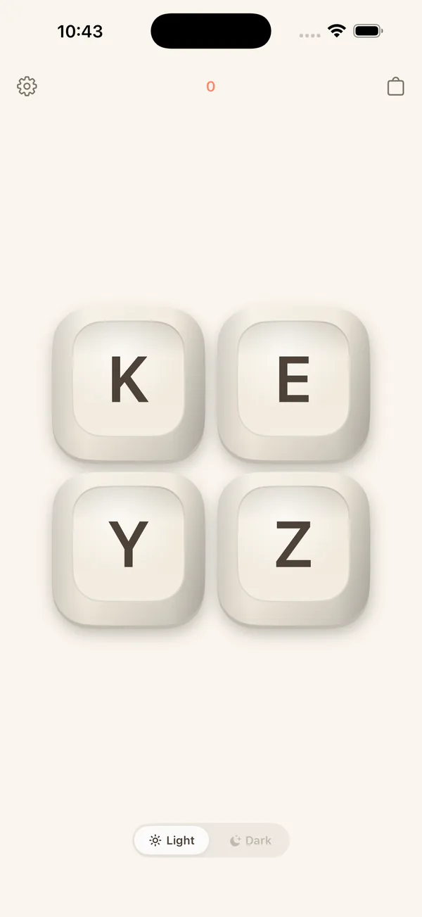 Keyz app showing K E Y Z keycaps